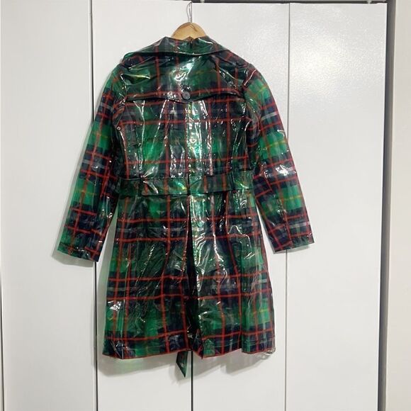 Anthropologie Eva Franco London Frog Plaid Rain Coat Trench Size 4 - Picture 12 of 13